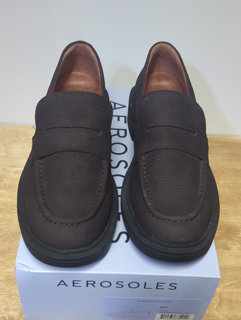 Aerosoles Gelso Java Nubuck Chunky Leather Penny Loafers